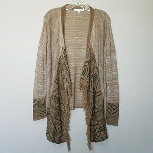 Waterfall Fringe Cozy Open Cardigan size L